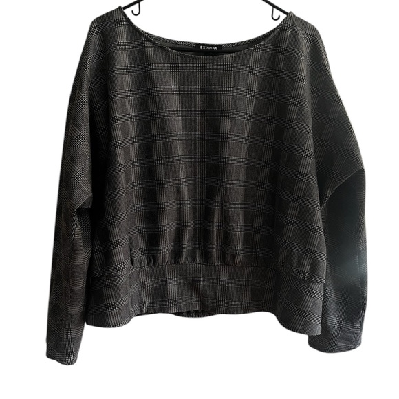 Express Black, Gray, and White Plaid Long Sleeve Shirt - Picture 1 of 7